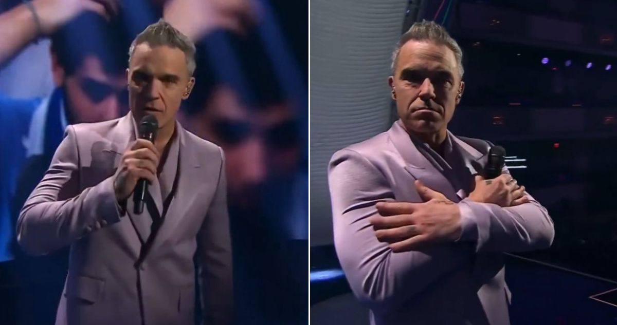 Robbie Williams imitando festejo de Cole Palmer en pleno sorteo del Mundial 2026