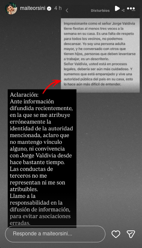 Instagram Stories de Maite Orsini