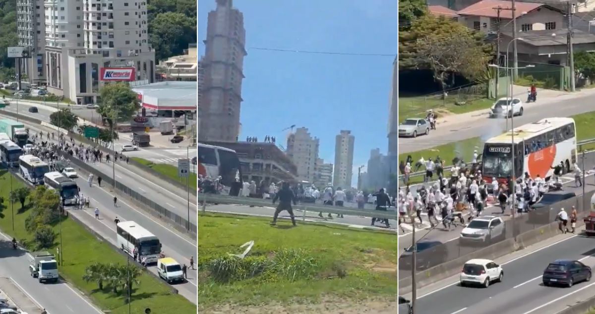 La violenta emboscada de los barristas de Santos a hinchas de Internacional en plena carretera