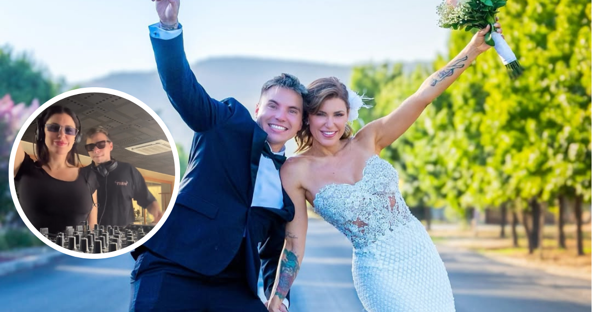 Wilma González junto a su marido en el anuncio de su embarazo