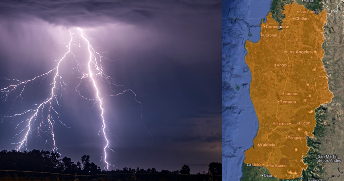 Alerta Meteorológica por tormentas eléctricas desde Ñuble a Los Ríos.