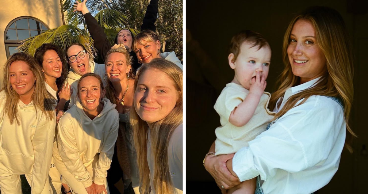 Ashley Tisdale junto a grupo de mamás de Hollywood, entre ellas Hillary Duff, Meghan Trainor y Mandy Moore