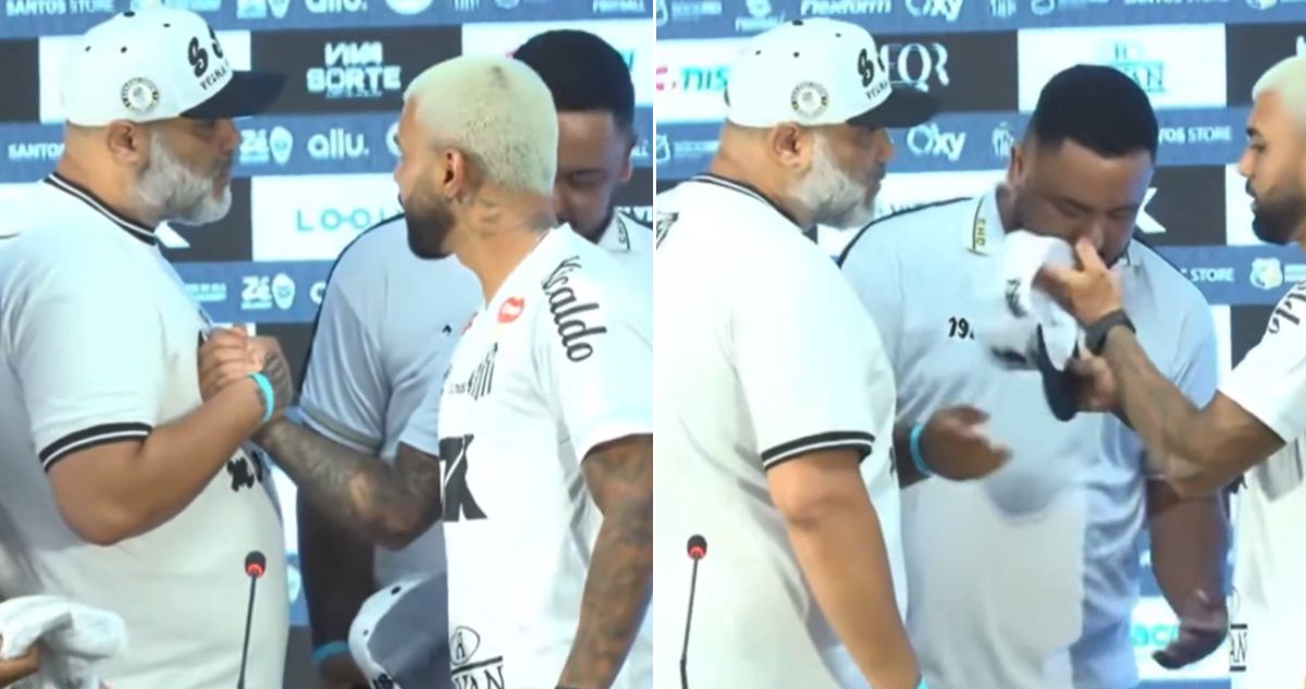 Barristas del Santos contra Gabigol en plena presentación como fichaje