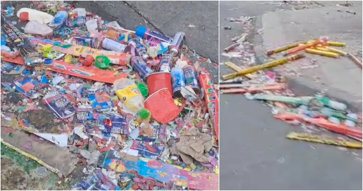 Pese a compromiso de Desbordes: a pasos de la Torre Entel aún queda basura por festejo de Año Nuevo