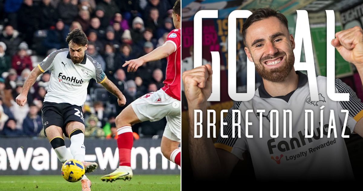 Ben Brereton y un golazo para Derby County ante Wrexham