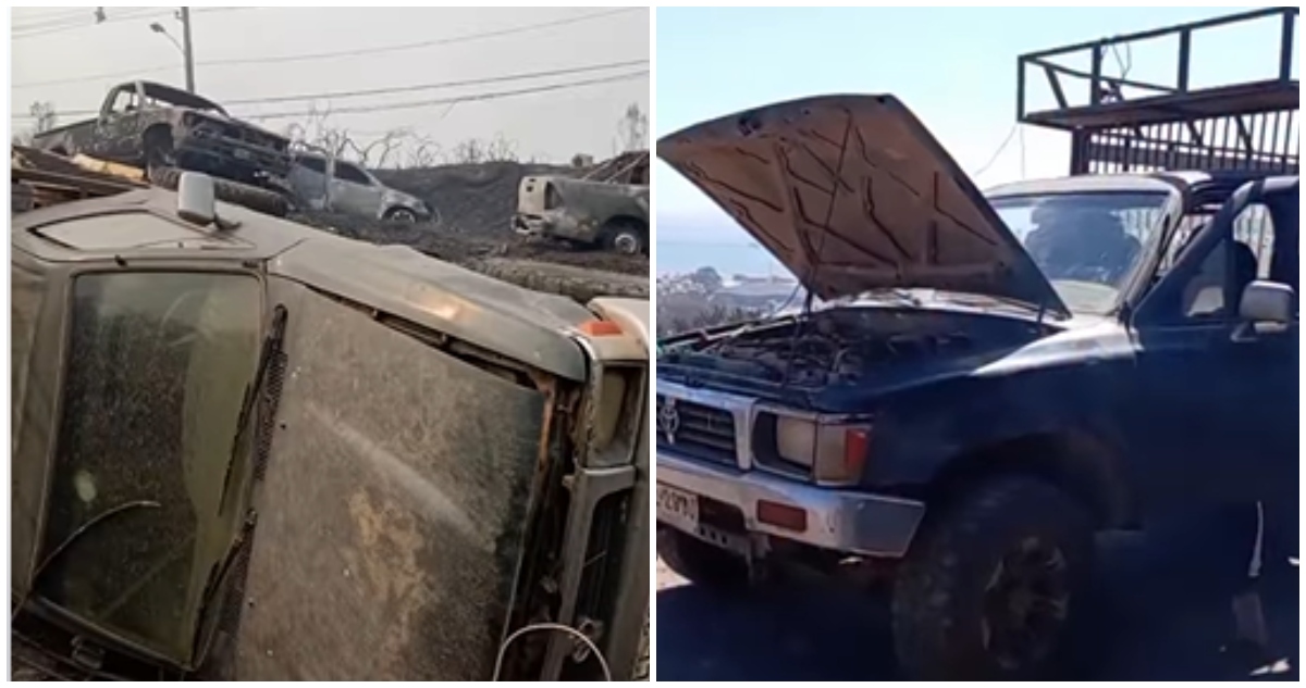 Camioneta Toyota zafó de los incendios, fue lanzada a un barranco y sigue funcionando