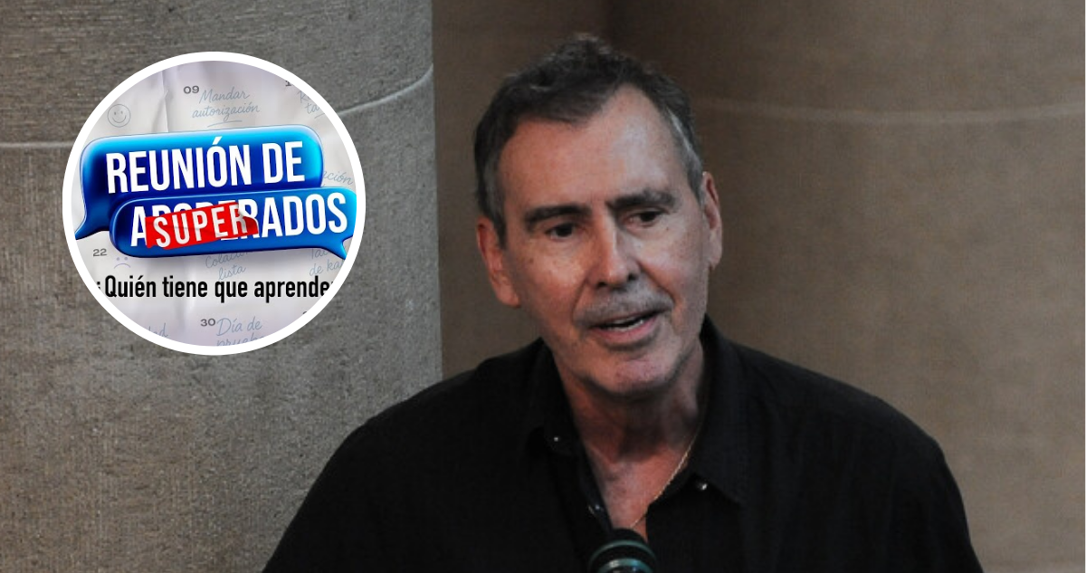 Cristián Campos y logo de ‘Reunión de Superados’ en referencia a retorno a las teleseries