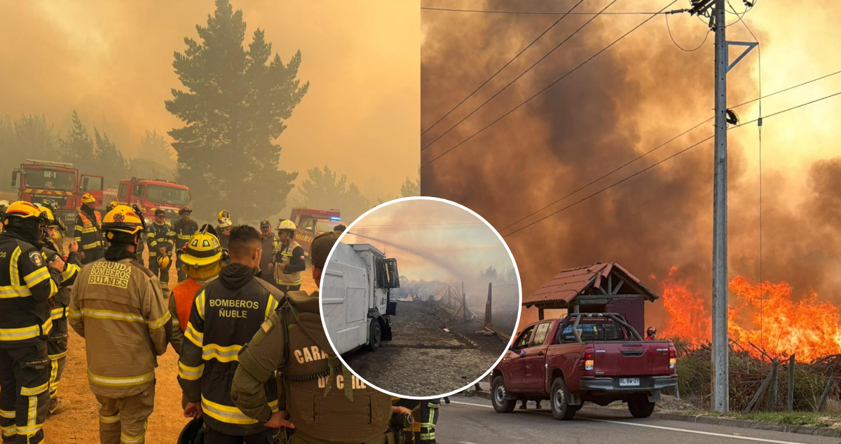 Incendio en Ránquil sigue descontrolado: al menos 10 casas quemadas y nuevas alertas de evacuación