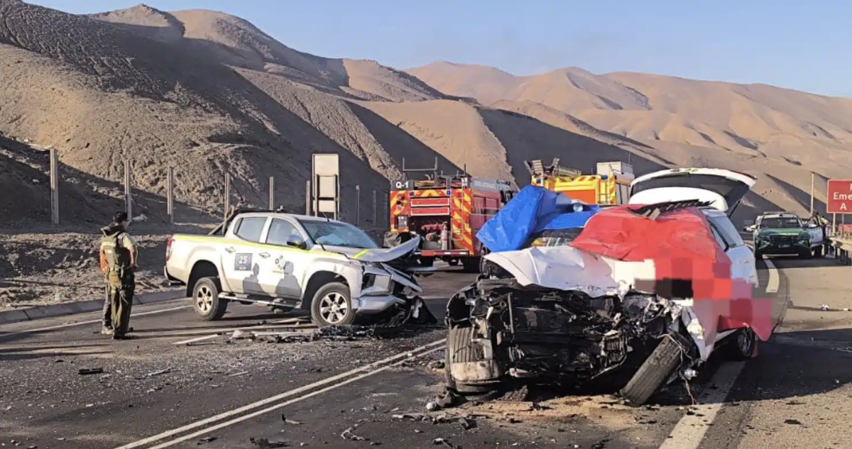 Colisión frontal en Ruta 26 deja un fallecido y cuatro lesionados en Antofagasta