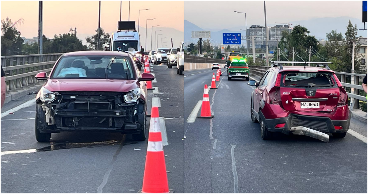 Vehículos protagonizan colisión múltiple en la autopista Vespucio Sur