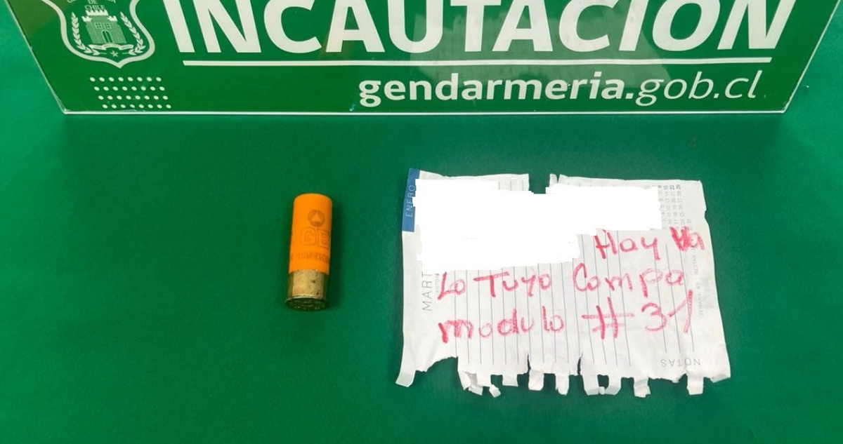 “Ahí va lo tuyo compa”: Encuentran cartucho de escopeta en cárcel de Puerto Montt