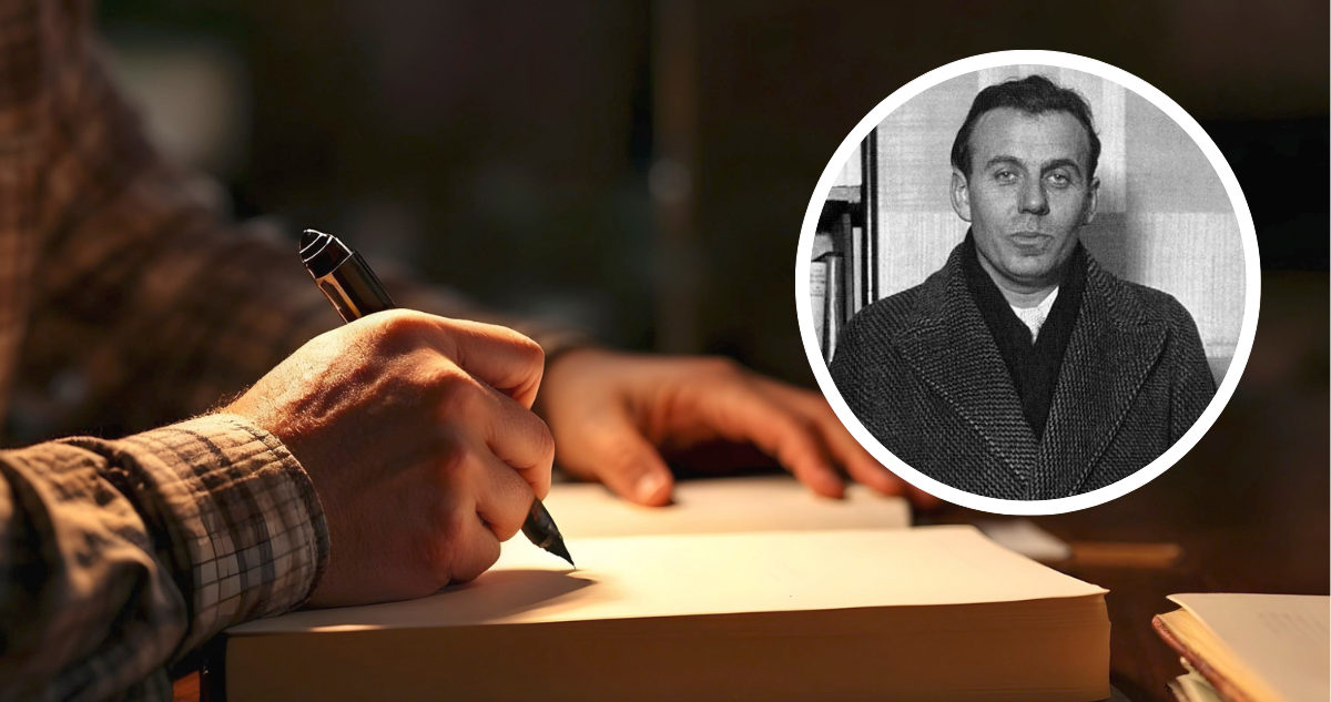 Persona escribiendo y foto de Céline.