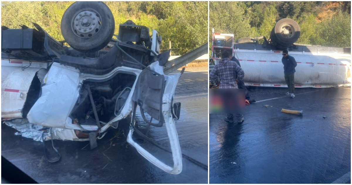 Conductor herido tras volcamiento de camión en Quilpué