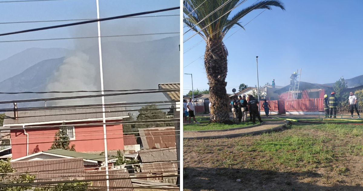 Incendio estructural con riesgo de propagación destruye una vivienda en Limache: una persona lesionada
