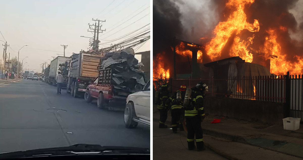 Reportan largas filas de camiones en Jaime Repullo de Talcahuano por venta de escombros tras incendios