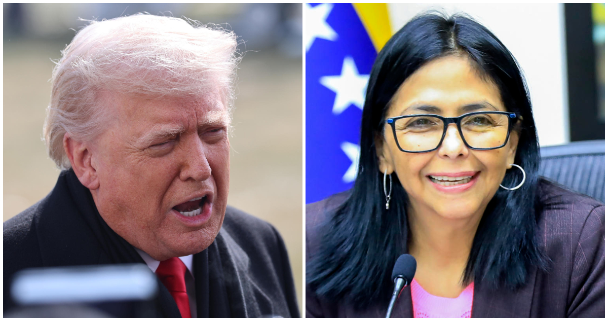 El presidente de EEUU, Donald Trump, y la presidenta interina de Venezuela, Delcy Rodríguez