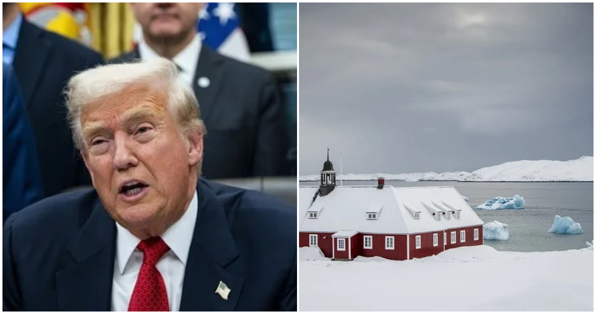 El presidente de EEUU, Donald Trump, y una vista de Nuuk, en Groenlandia