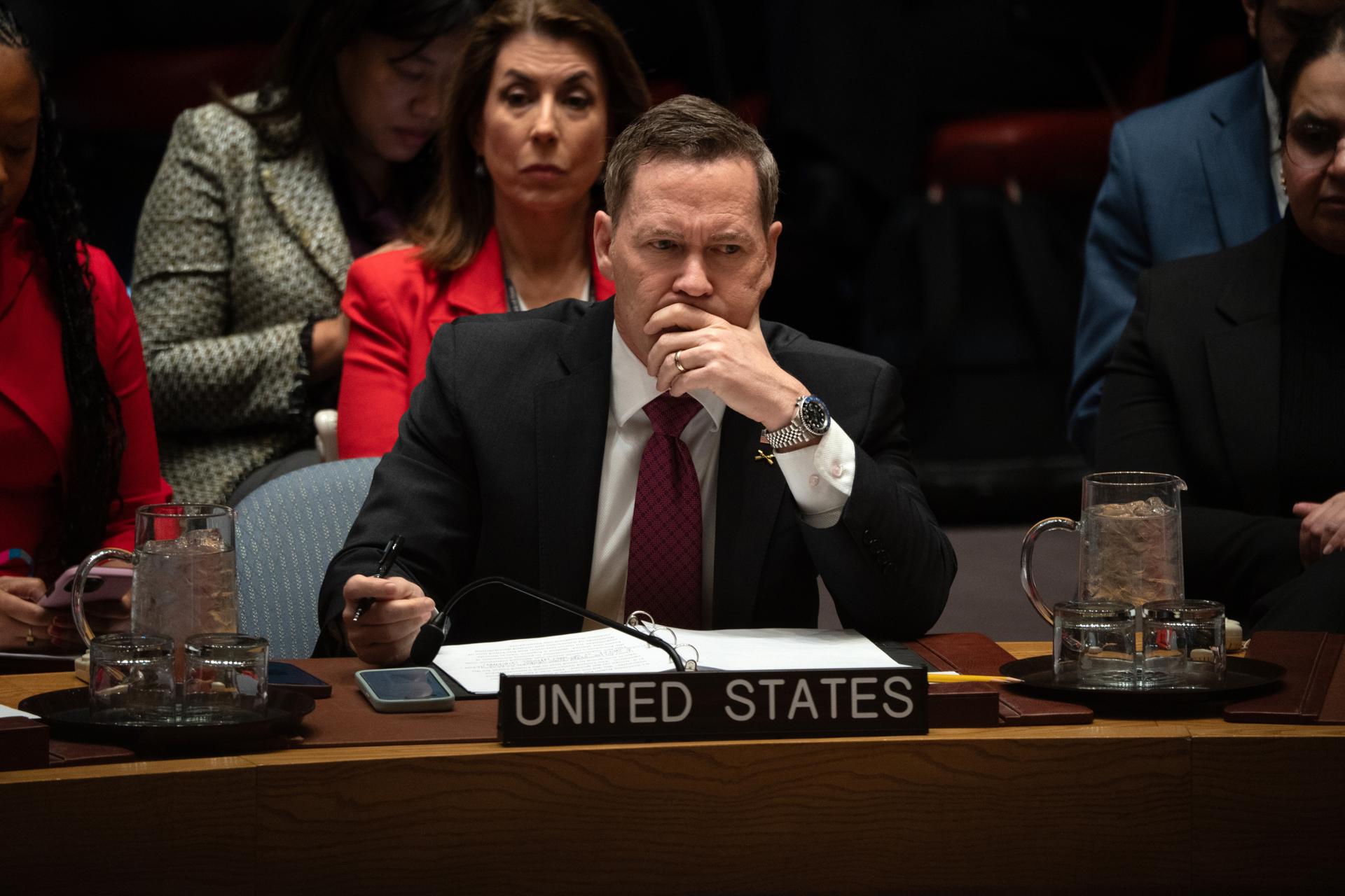 El embajador de EEUU ante las Naciones Unidas, Michael Waltz, durante la reunión del Consejo de Seguridad de la ONU
