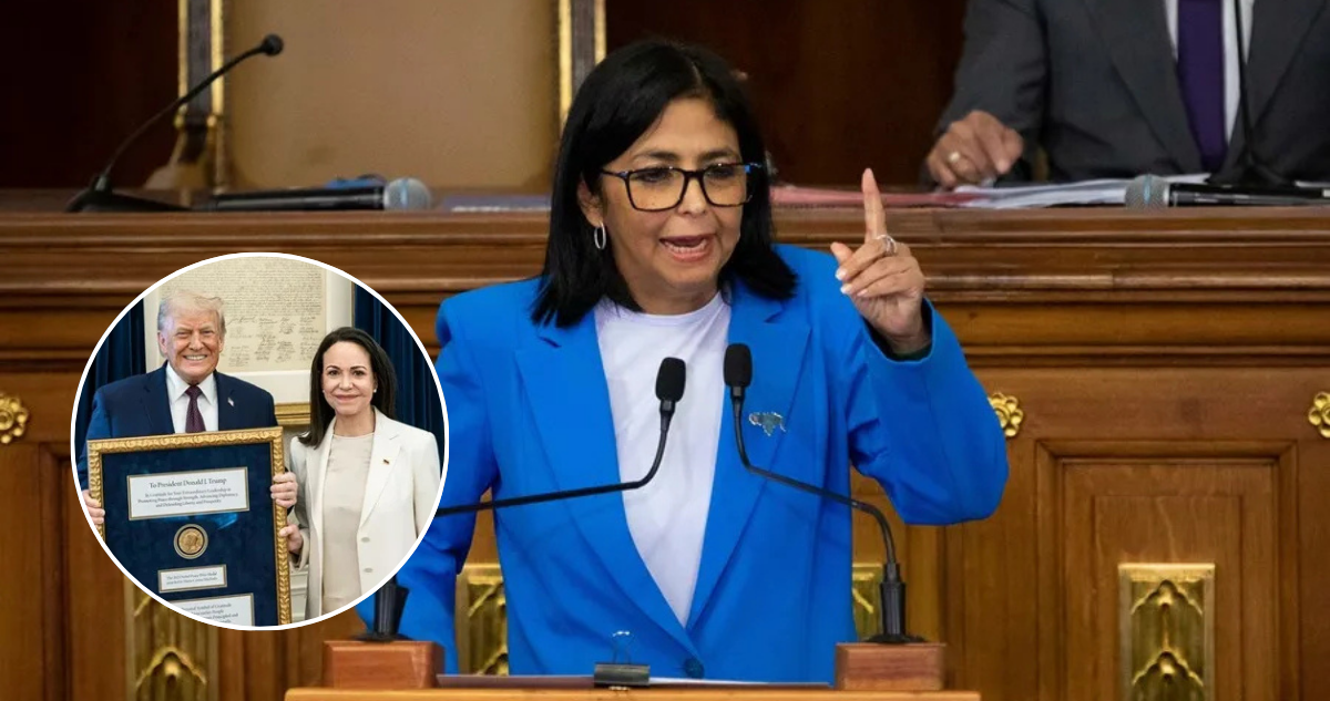 Delcy Rodríguez apunta a María Corina: Es vergonzoso que una venezolana agradezca ataque de EEUU