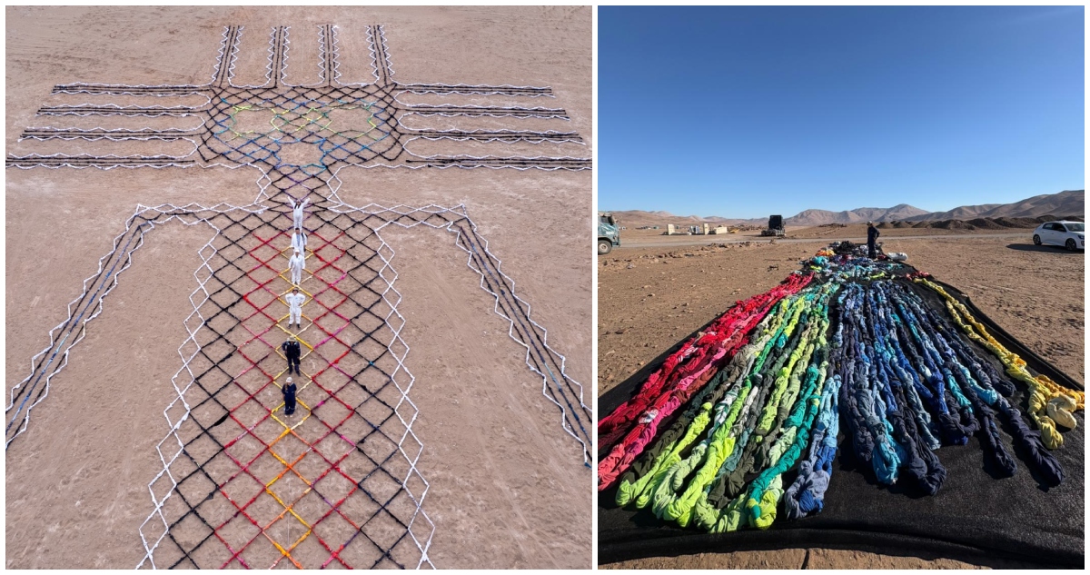 ‘El Gigante Vestido’: académicos crean obra con 5.500 prendas de ropa que fueron desechadas