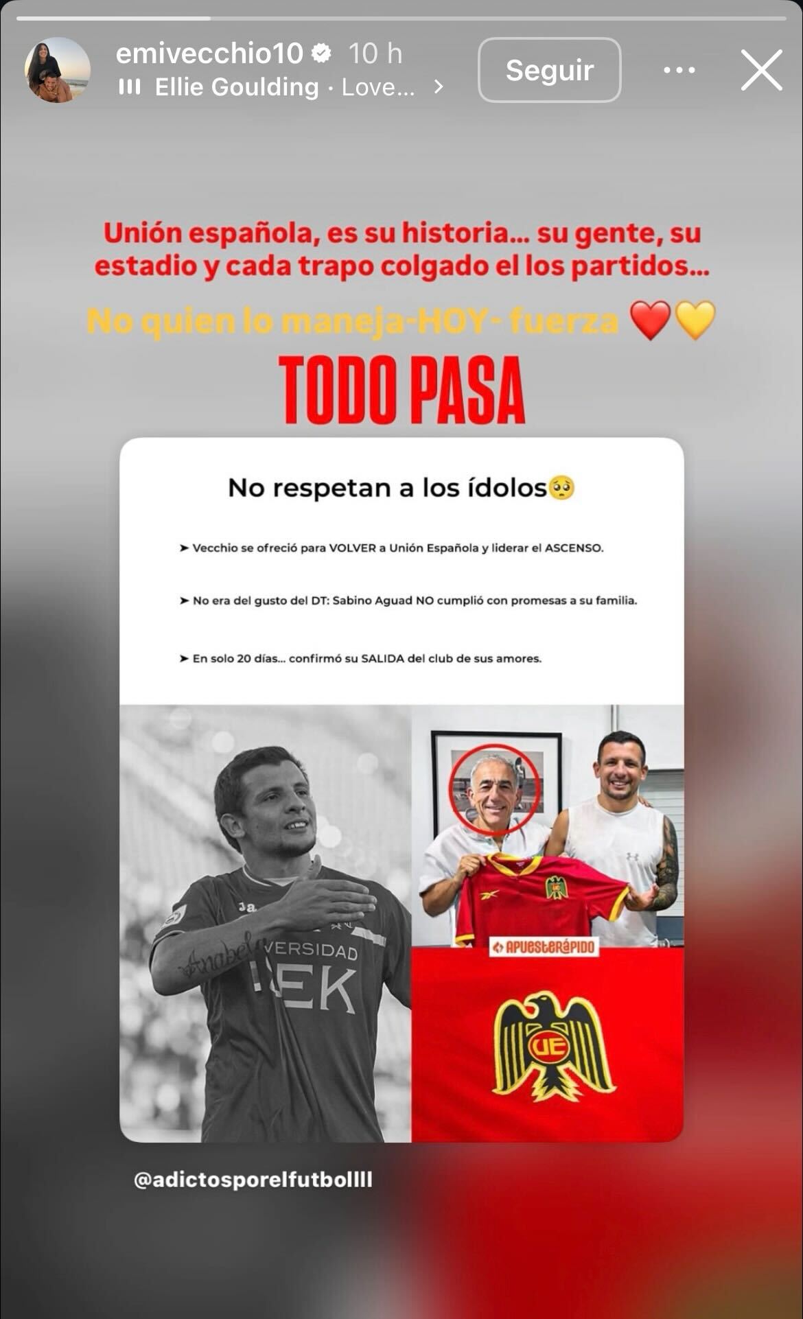 El mensaje de Emiliano Vecchio tras su adiós a Unión Española