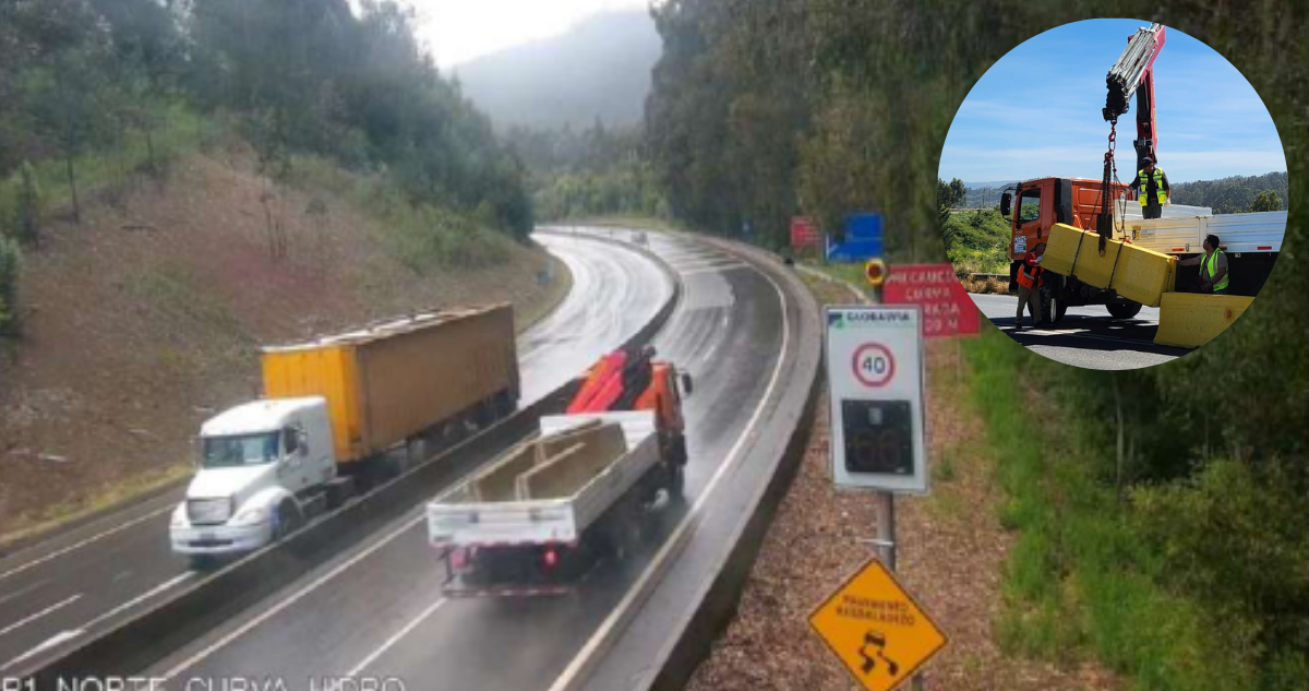 Concesionaria se querella por robo de barreras new jersey en Lota: camión municipal participó de hurto