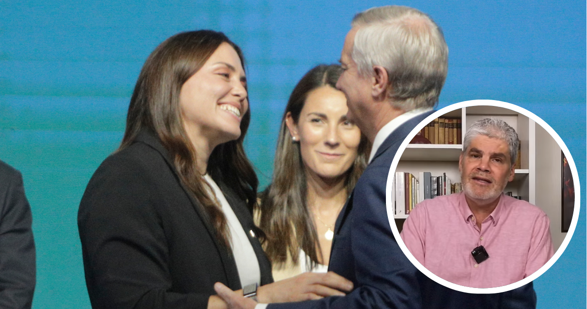 Natalia Duco junto a José Antonio Kast y en miniatura Juan Cristóbal Guarello