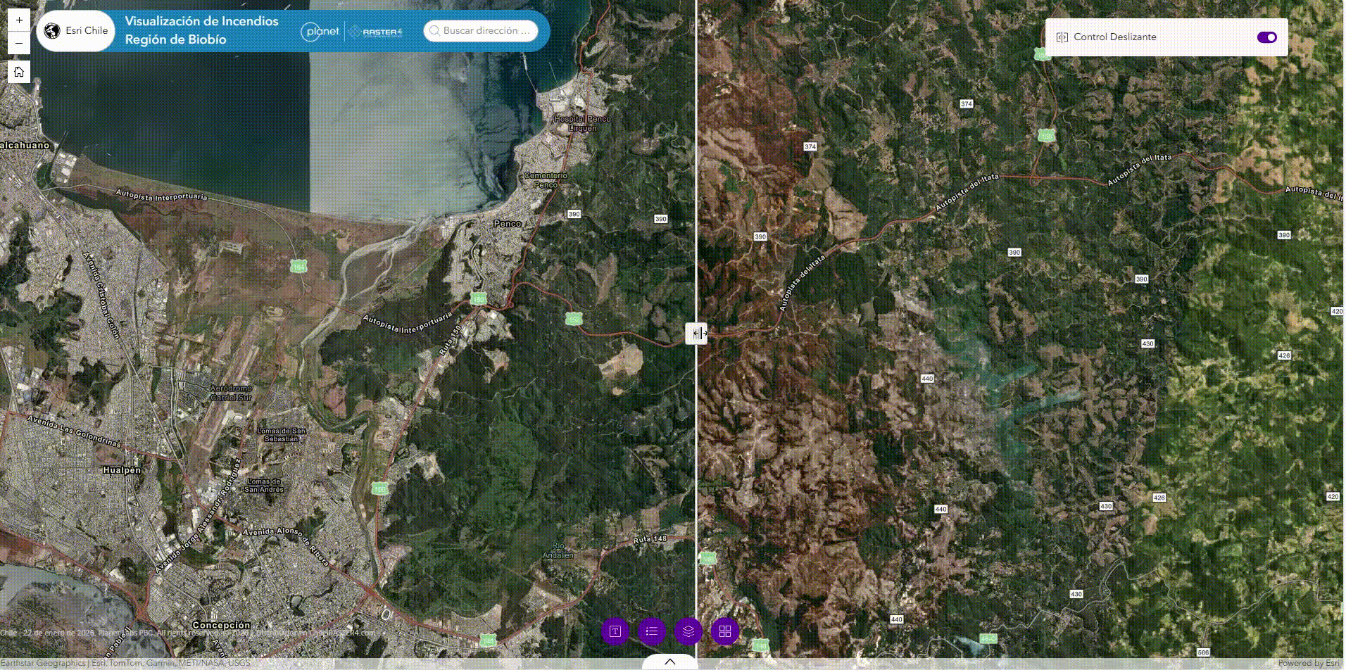 Imágenes satelitales del antes y después de los incendios