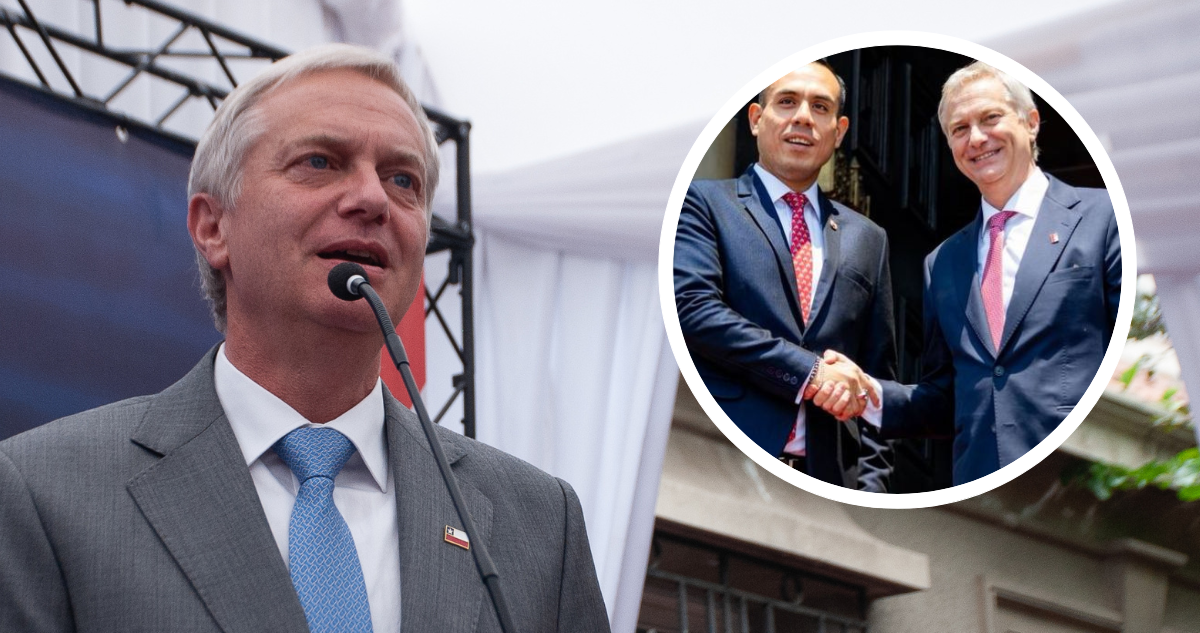 Foto de archivo de José Antonio Kast y foto de Kast y Jerí.