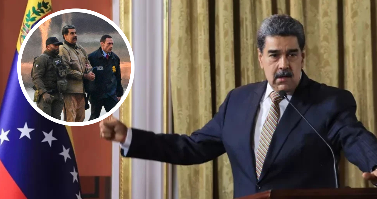 Nicolás Maduro y foto de detención de Maduro