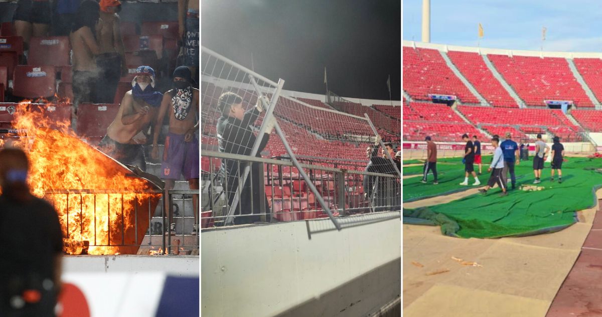 Los trabajos de limpieza de La U tras escándalo de su barra en el estadio Nacional