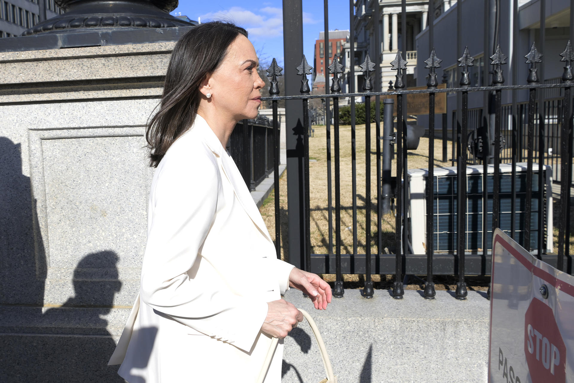 María Corina Machado llegando a la Casa Blanca
