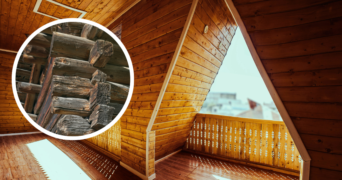 Casa de madera y foto de construcción de madera