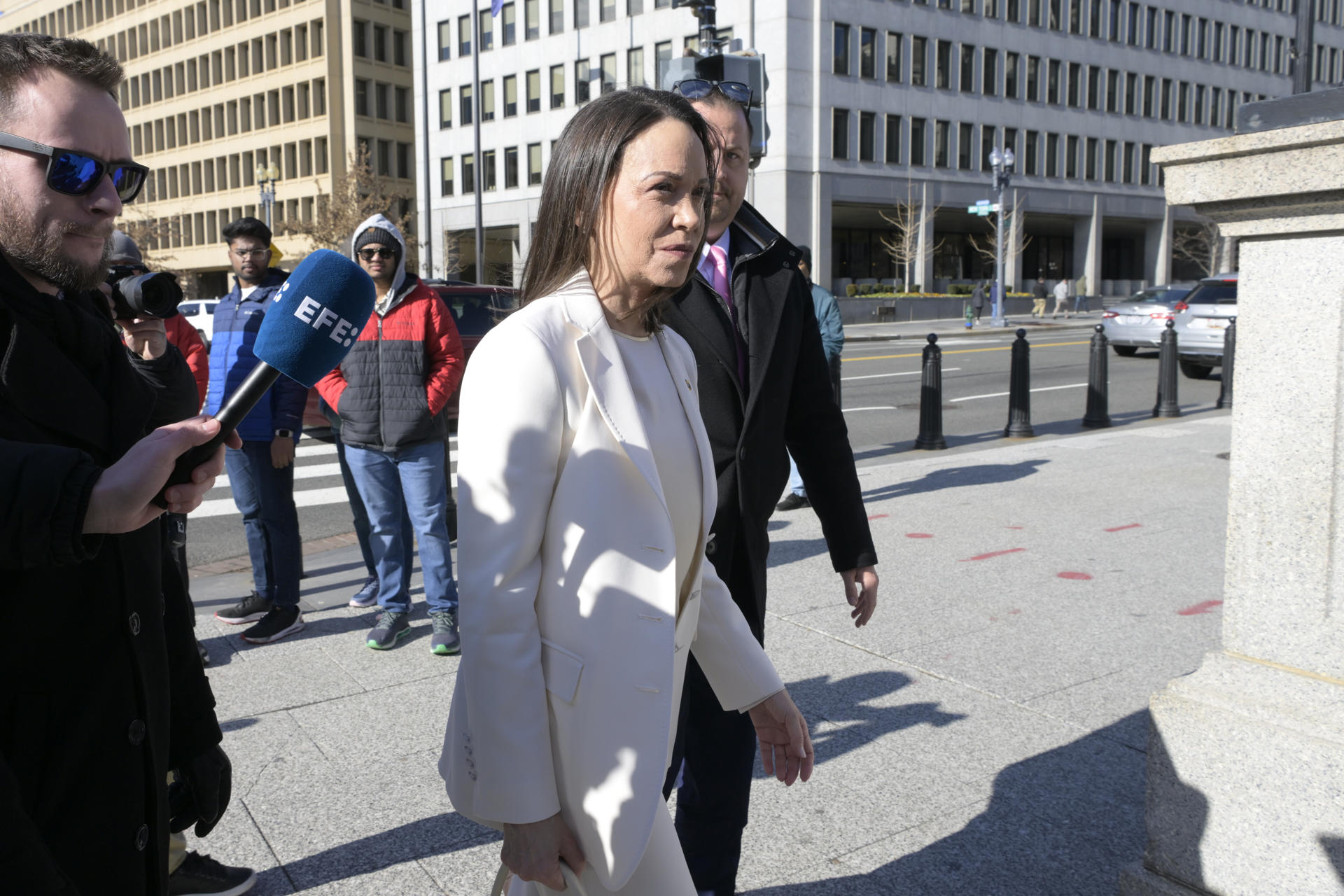 María Corina Machado en su llegada a la Casa Blanca