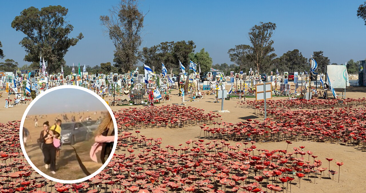 Memorial de Nova y captura de video de jóvenes huyendo.