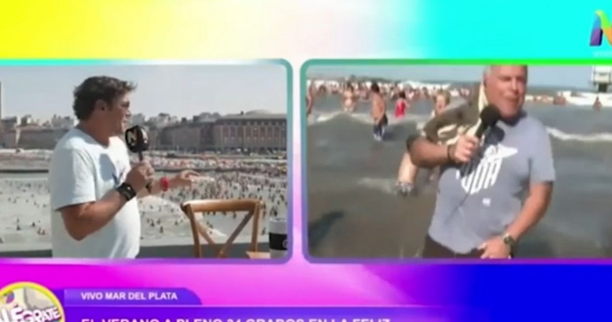 TV argentina captó en vivo minitsunami con notero en el agua: “¿Por qué no me avisaste, hijo de p…?”