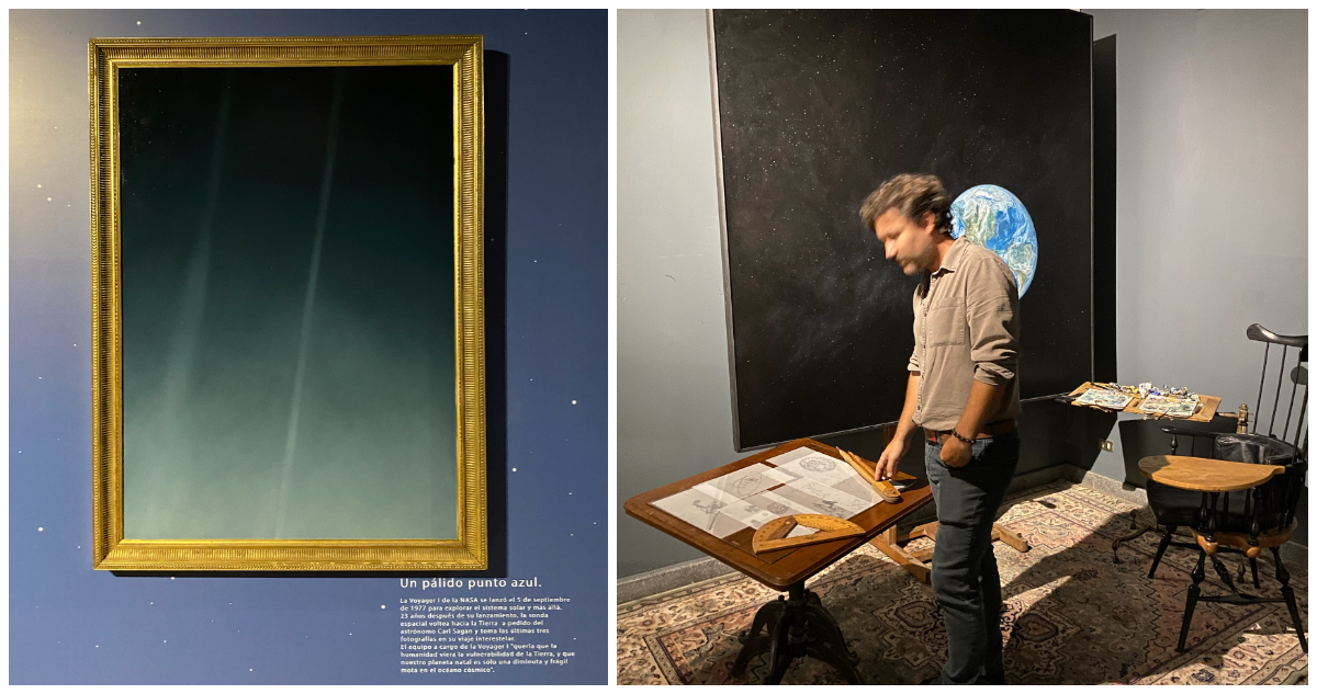 Artista que pinta la Tierra desde el espacio