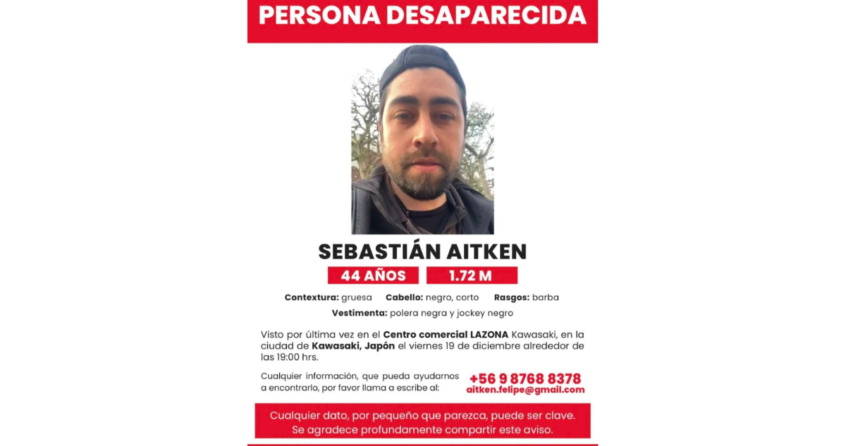 Desaparición de chileno Sebastián Aitken en Japón