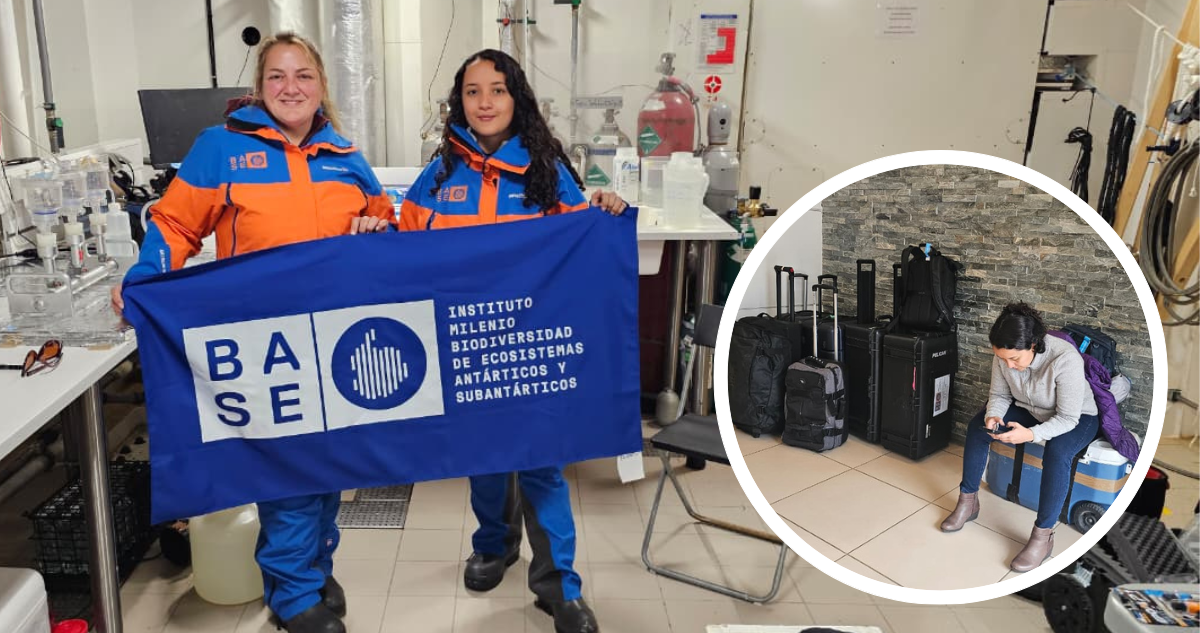 Dos investigadoras y diez bultos: el laboratorio completo de una campaña antártica, listo para cruzar fronteras.