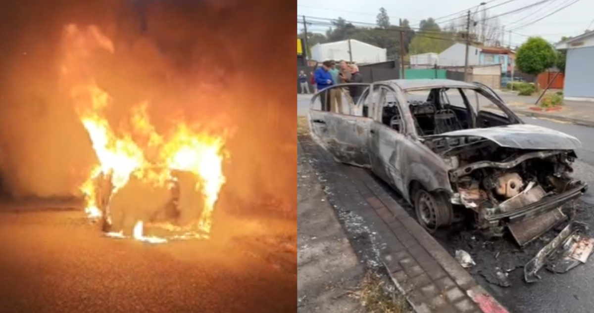 Vehículo de adulto mayor fue incendiado tras aparente riña por drogas entre desconocidos en Concepción