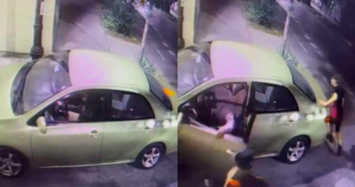 VIDEO | Captan violento portonazo a mujer en Santiago: vehículo robado apareció en Renca