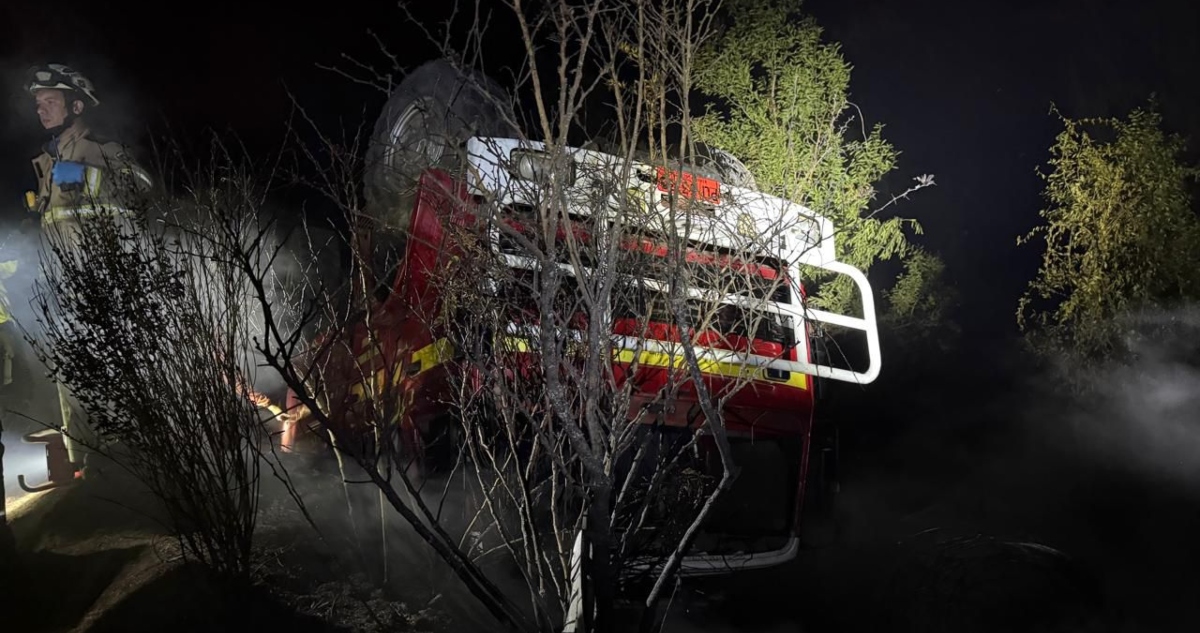 Volcamiento de carro de Bomberos en Florida