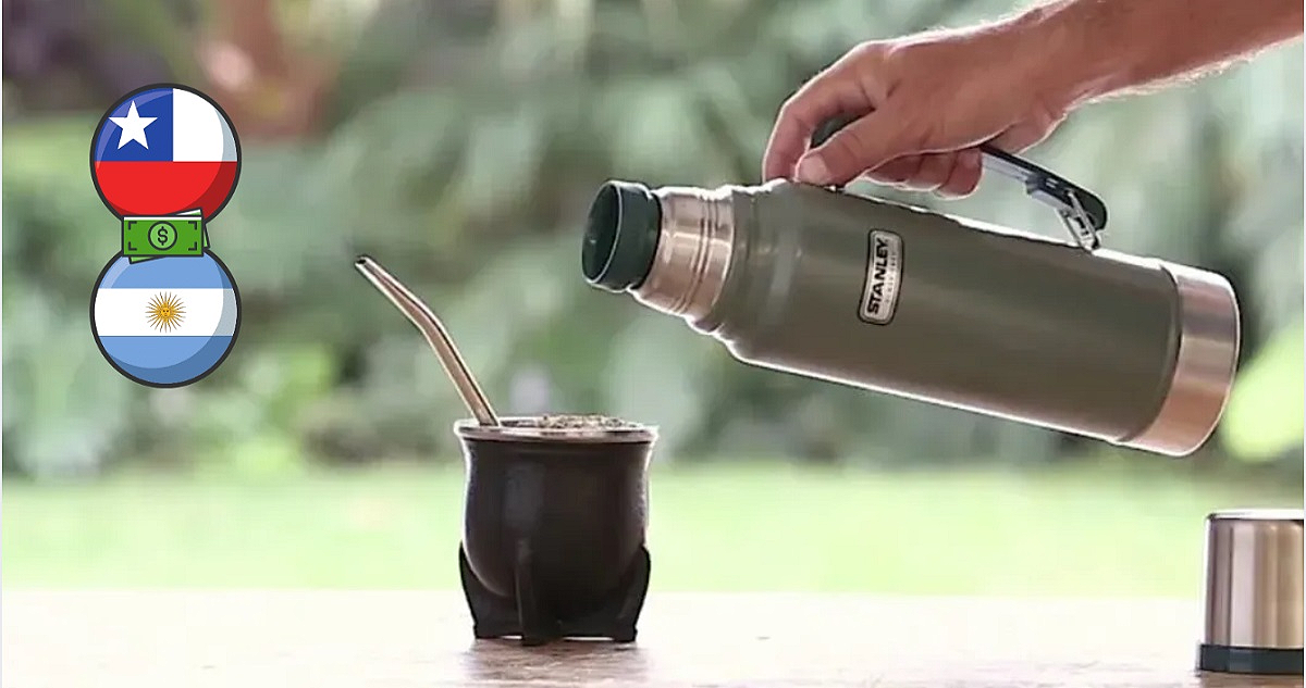 Argentinos compran termos Stanley en Chile, mucho más baratos que en su país.