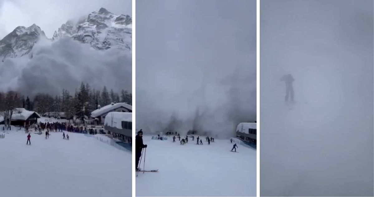 Video: impresionante avalancha cubre por completo a esquiadores que huyen aterrorizados en Italia