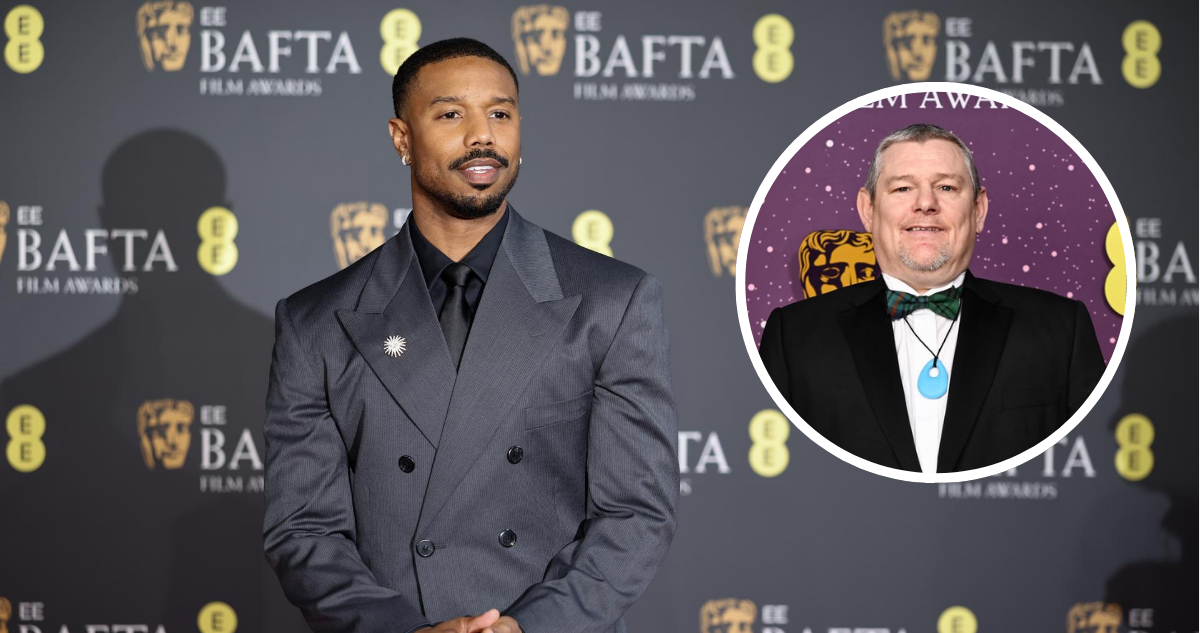 Michael B. Jordan y activista John Davidson en los BAFTA