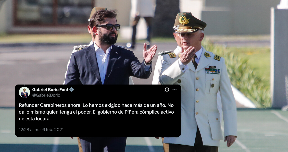 De “refundar ahora” a “alguacil ilustre”: Boric recibe máxima condecoración de Carabineros