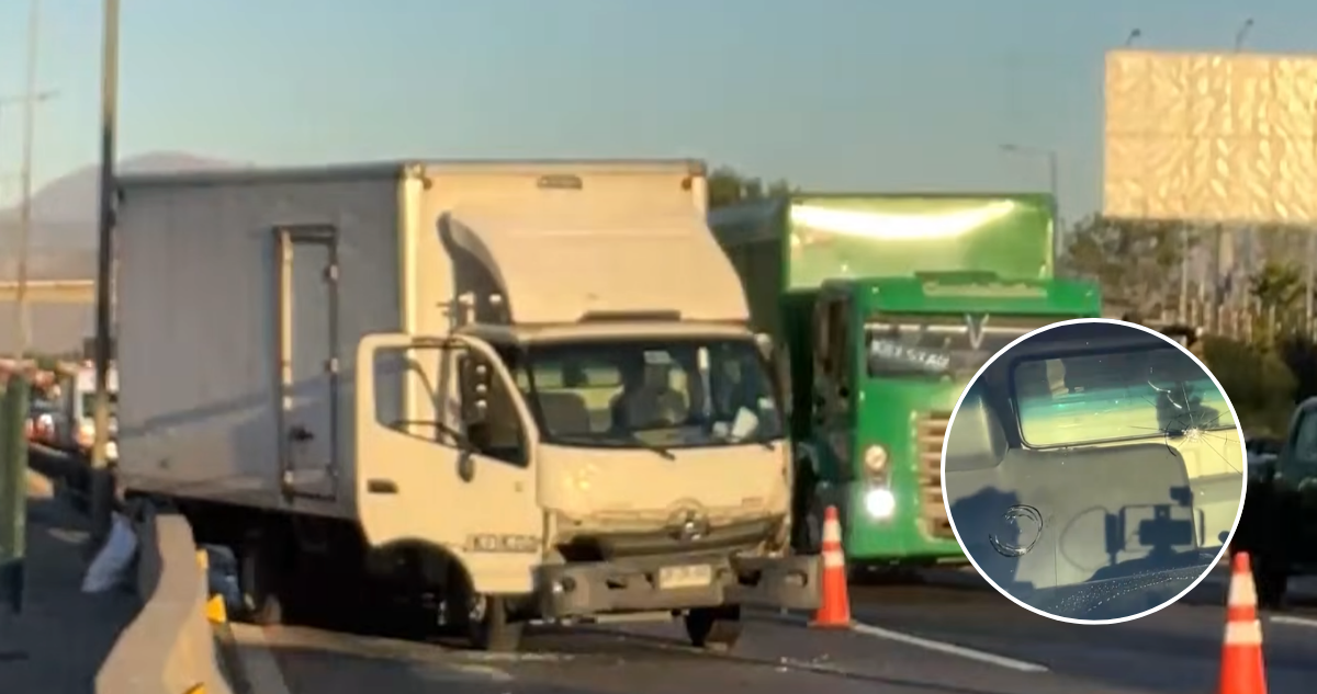 Camionero colisiona con un auto para frustrar encerrona a tiros en autopista Vespucio Sur