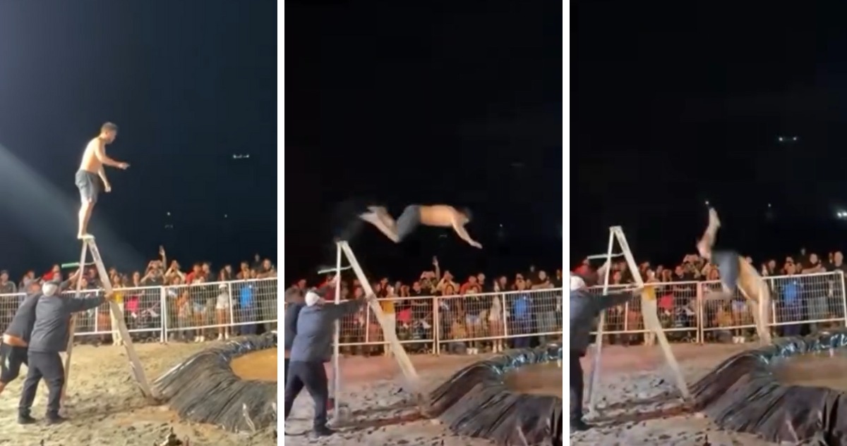 Competencia de “guatazos” casi termina en tragedia en Mejillones: video capta violenta caída