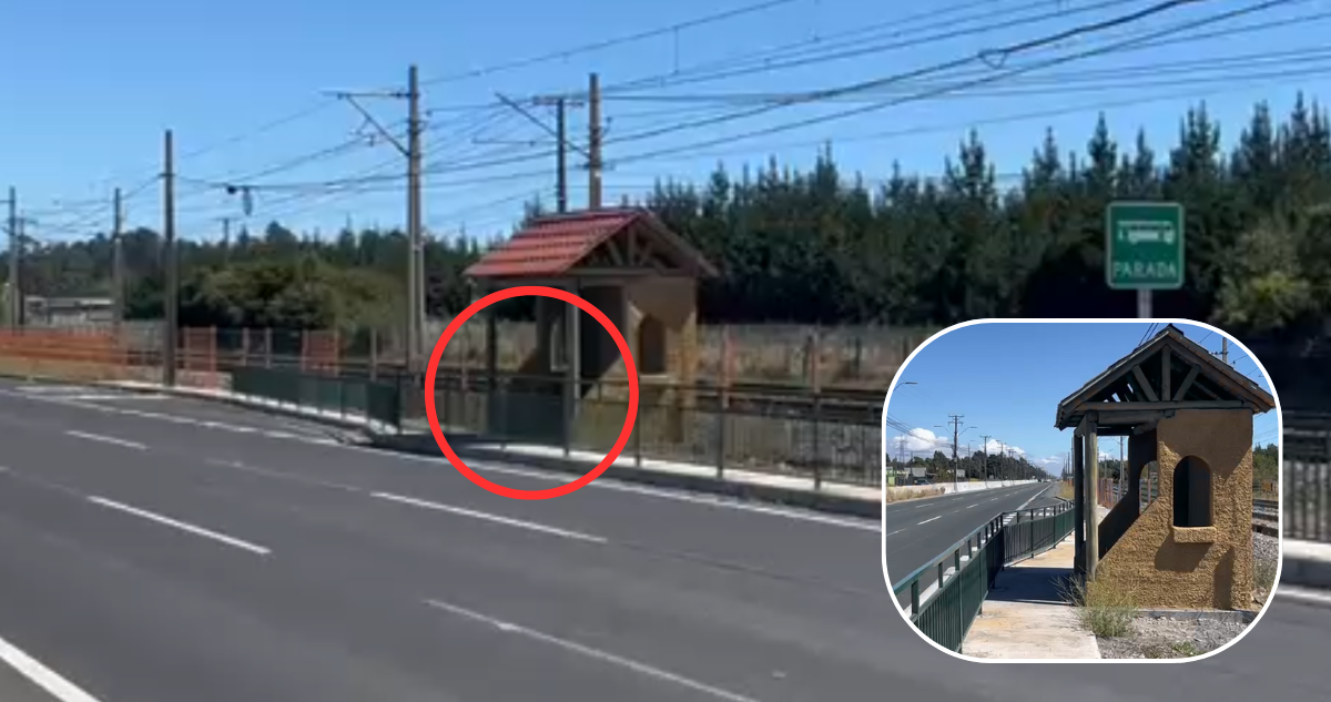 Otro papelón en la vía: paradero queda inutilizado por rejas en Ruta 160, a la altura de Coronel