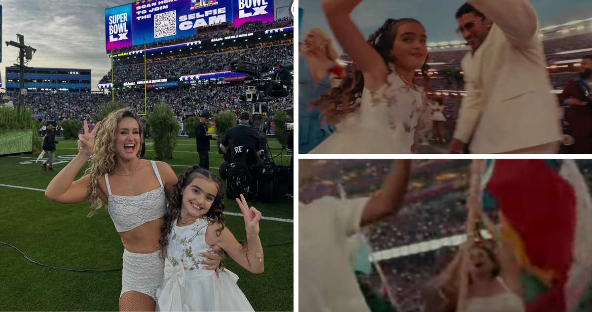 Chilena portó bandera del país en el Super Bowl y su hija bailó con Bad Bunny: “Qué rico ser latina”